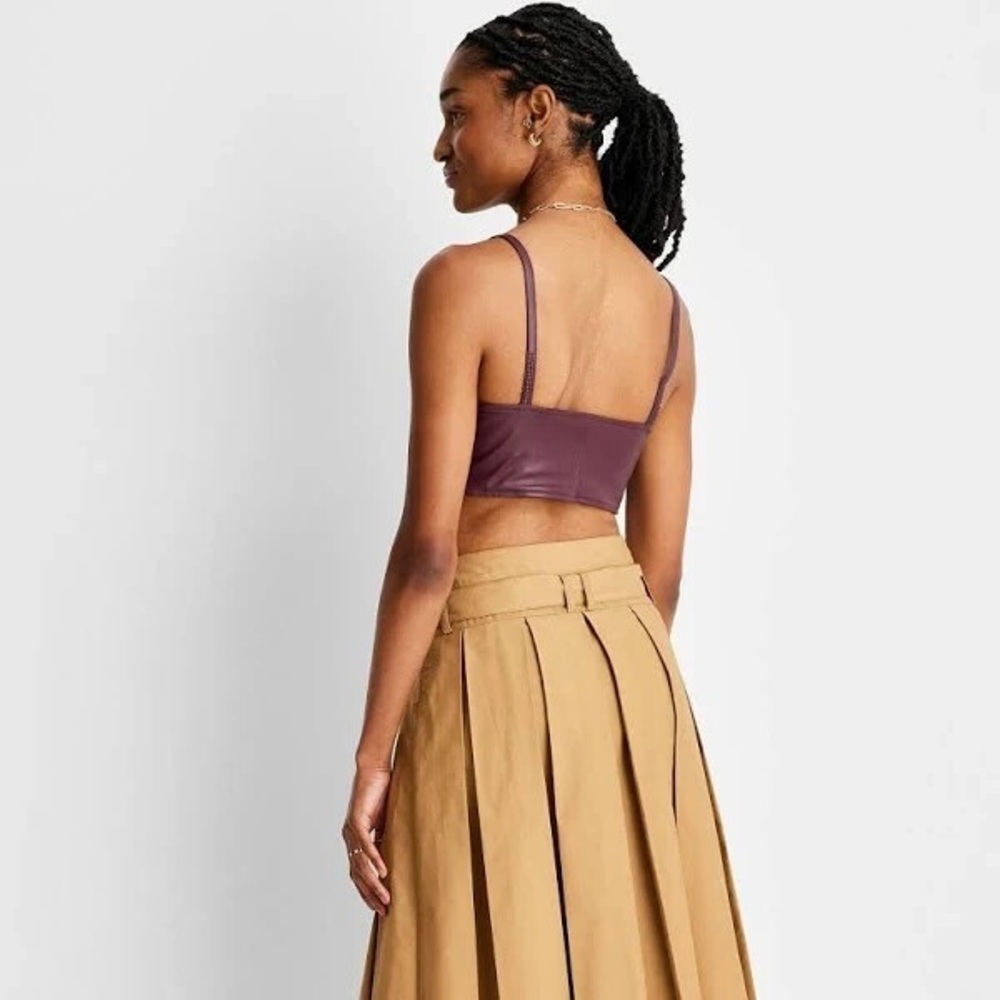 Future Collective Faux Leather Crop Top • Berry - Picture 3 of 3